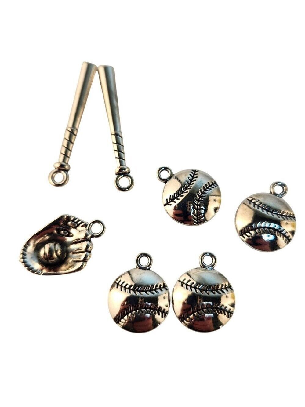 Baseball Theme Charm Set For Jewelry Crafting Silver Sports Charms Ideal For Bra